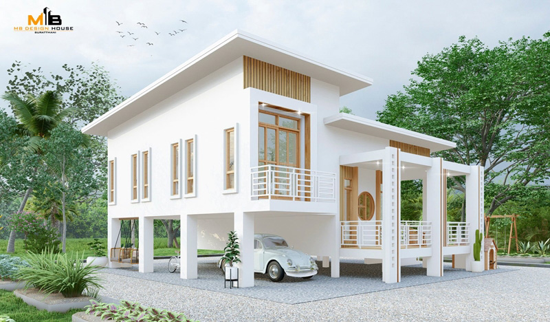 แบบบ้านชั้นเดียวยกสูง โมเดิร์น