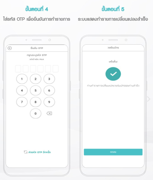 วิธีเปลี่ยนวงเงินบัตร
