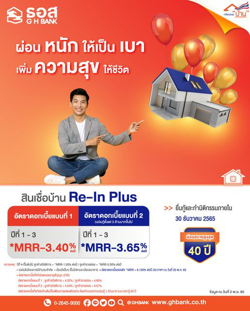 สินเชื่อบ้าน Re-In Plus