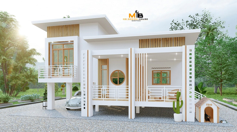 แบบบ้านชั้นเดียวยกสูง โมเดิร์น